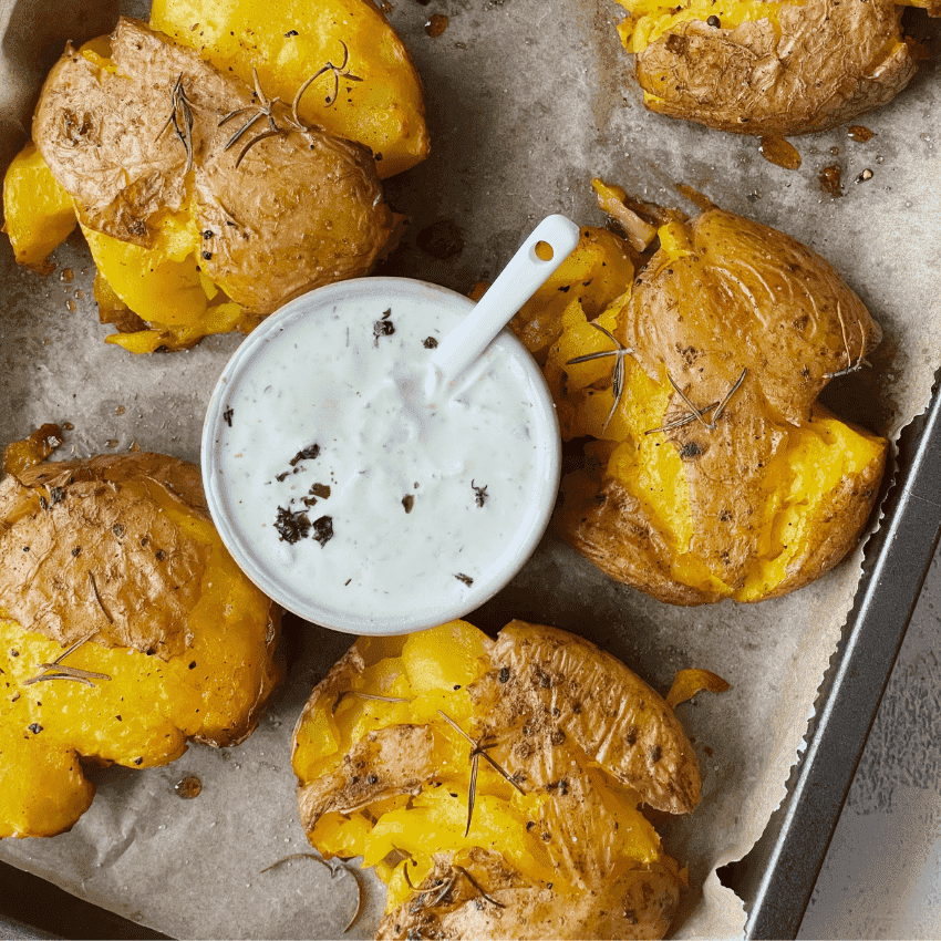 Knusprige Quetschkartoffeln aus dem Ofen – 3 Zutaten-Rezept